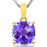 Cushion Amethyst Pendant 14KT Gold