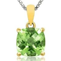 Cushion Peridot Pendant 14KT Gold