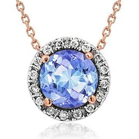 Tanzanite Pendant with Diamond Halo 14KT Gold