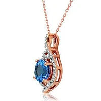 Round Tanzanite Pendant with Diamond Frame 14KT Rose Gold