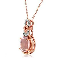 Oval Morganite Pendant with Diamond Accent 14KT Gold