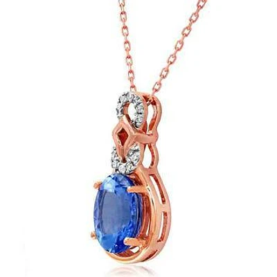 Oval Tanzanite Pendant with Diamond Accent 14KT Gold