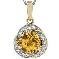 Whirl Citrine Pendant with Diamond Frame 14KT Gold