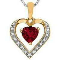 Heart Garnet Pendant with Diamond Accent 14KT Gold