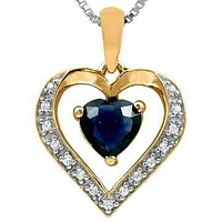 Heart Sapphire Pendant with Diamond Accent 14KT Gold
