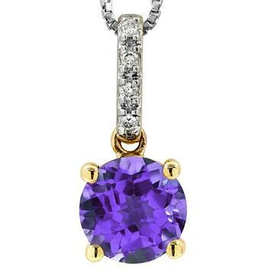 Amethyst Pendant with Diamond Bail 14KT Gold