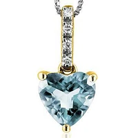 Heart Aquamarine Pendant with Diamond Bail 14KT Gold