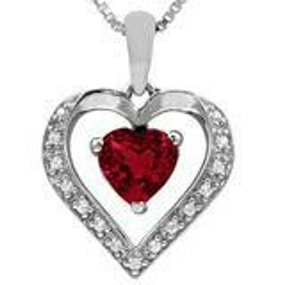 Heart Garnet Pendant with Diamond Accent 14KT Gold