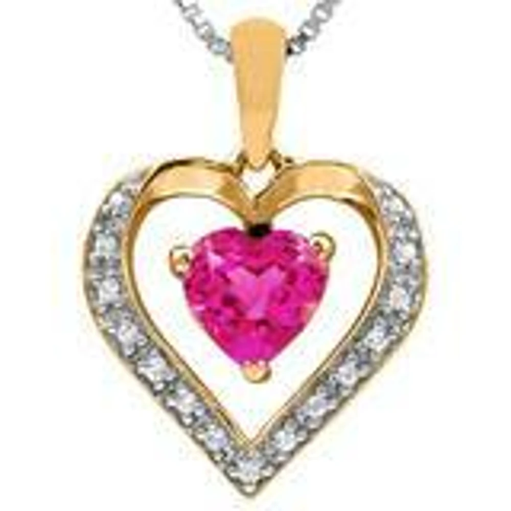 Heart Topaz Pendant with Diamond Accent 14KT Gold