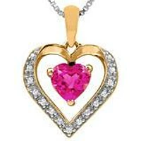 Heart Topaz Pendant with Diamond Accent 14KT Gold