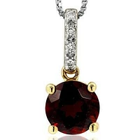 Garnet Pendant with Diamond Bail 14KT Gold