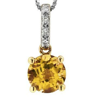 Citrine Pendant with Diamond Bail 14KT Gold