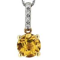 Citrine Pendant with Diamond Bail 14KT Gold