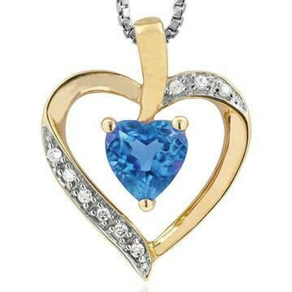 Heart Topaz Pendant with Diamond Accent 14KT Gold