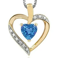 Heart Topaz Pendant with Diamond Accent 14KT Gold