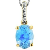 Oval Topaz Pendant with Diamond Bail 14KT Gold