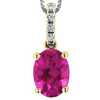 Oval Topaz Pendant with Diamond Bail 14KT Gold