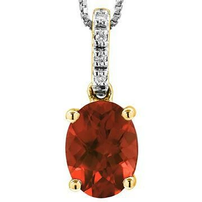 Oval Garnet Pendant with Diamond Bail 14KT Gold