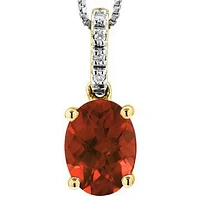 Oval Garnet Pendant with Diamond Bail 14KT Gold