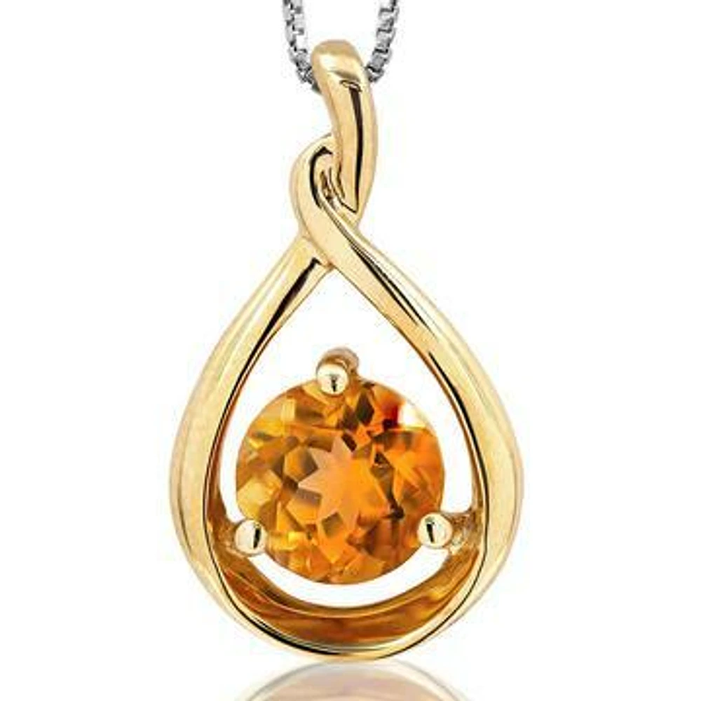 Citrine Teardrop Pendant 14KT Gold