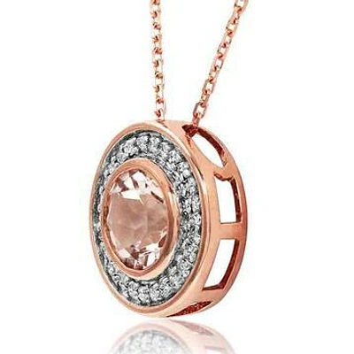 Morganite Pendant with Diamond Frame 14KT Rose Gold