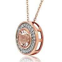 Morganite Pendant with Diamond Frame 14KT Rose Gold