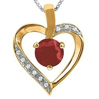 Ruby Heart Pendant with Diamond Accent 14KT Gold