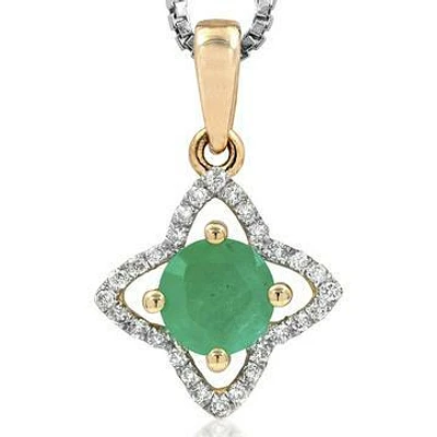 Cross Emerald Pendant with Diamond Frame 14KT Gold