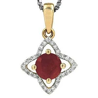 Cross Ruby Pendant with Diamond Frame 14KT Gold