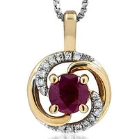 Ruby Spiral Pendant with Diamond Accent 14KT Gold