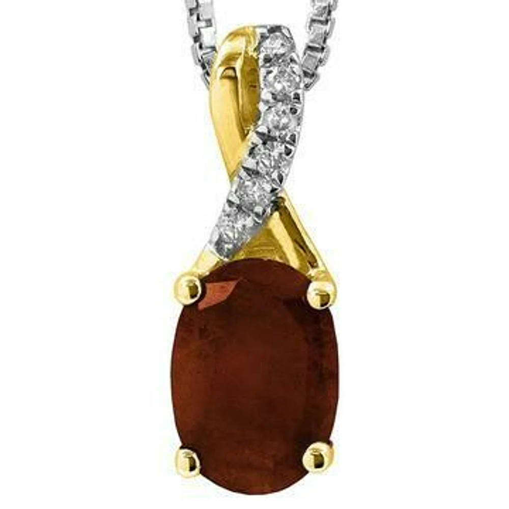 Oval Ruby Infinity Pendant with Diamond Accent 14KT Gold