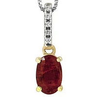 Oval Ruby Pendant with Diamond Bail 14KT Gold