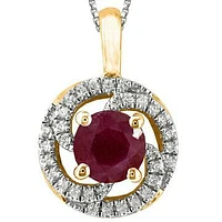 Ruby Spiral Pendant with Diamond Frame 14KT Gold