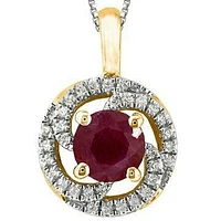 Ruby Spiral Pendant with Diamond Frame 14KT Gold