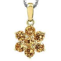 Floral Citrine Pendant 14KT Gold