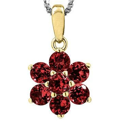 Floral Garnet Pendant 14KT Gold