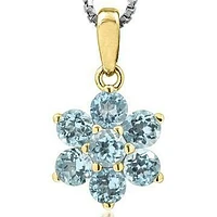 Floral Blue Topaz Pendant 14KT Gold