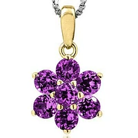 Floral Amethyst Pendant 14KT Gold