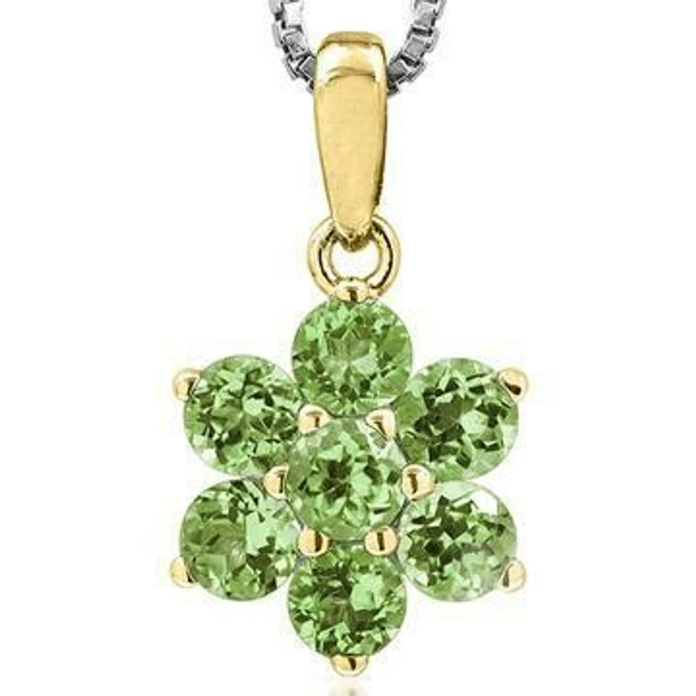 Floral Peridot Pendant 14KT Gold