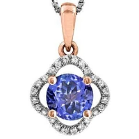 Clover Tanzanite Pendant with Diamond Frame 14KT Gold