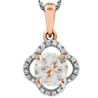 Clover Morganite Pendant with Diamond Frame 14KT Gold