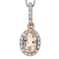 Oval Morganite Pendant with Diamond Frame 14KT Gold