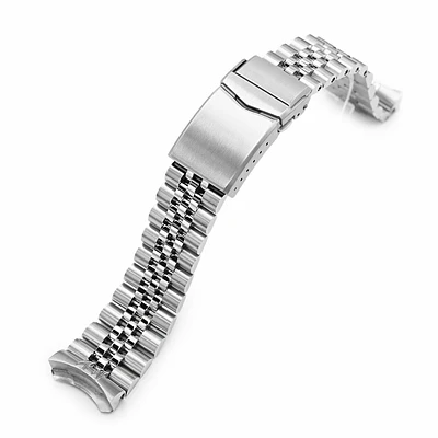 22mm Super-J Louis 316L Stainless Steel Watch Band for Seiko 5, Brushed V-Clasp