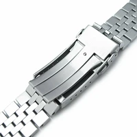 20mm Super-J Louis JUB 316L Stainless Steel Watch Bracelet for Seiko Baby MM 200, Brushed V-Clasp