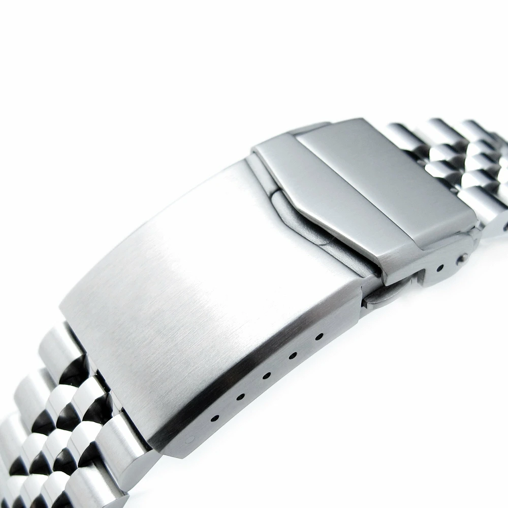 20mm Super-J Louis JUB 316L Stainless Steel Watch Bracelet for Seiko Baby MM 200, Brushed V-Clasp