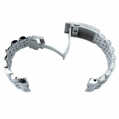 20mm Angus-J Louis JUB 316L Stainless Steel Watch Bracelet for Seiko MM300 Prospex Marinemaster SBDX001, Brushed/Polished, V-Clasp