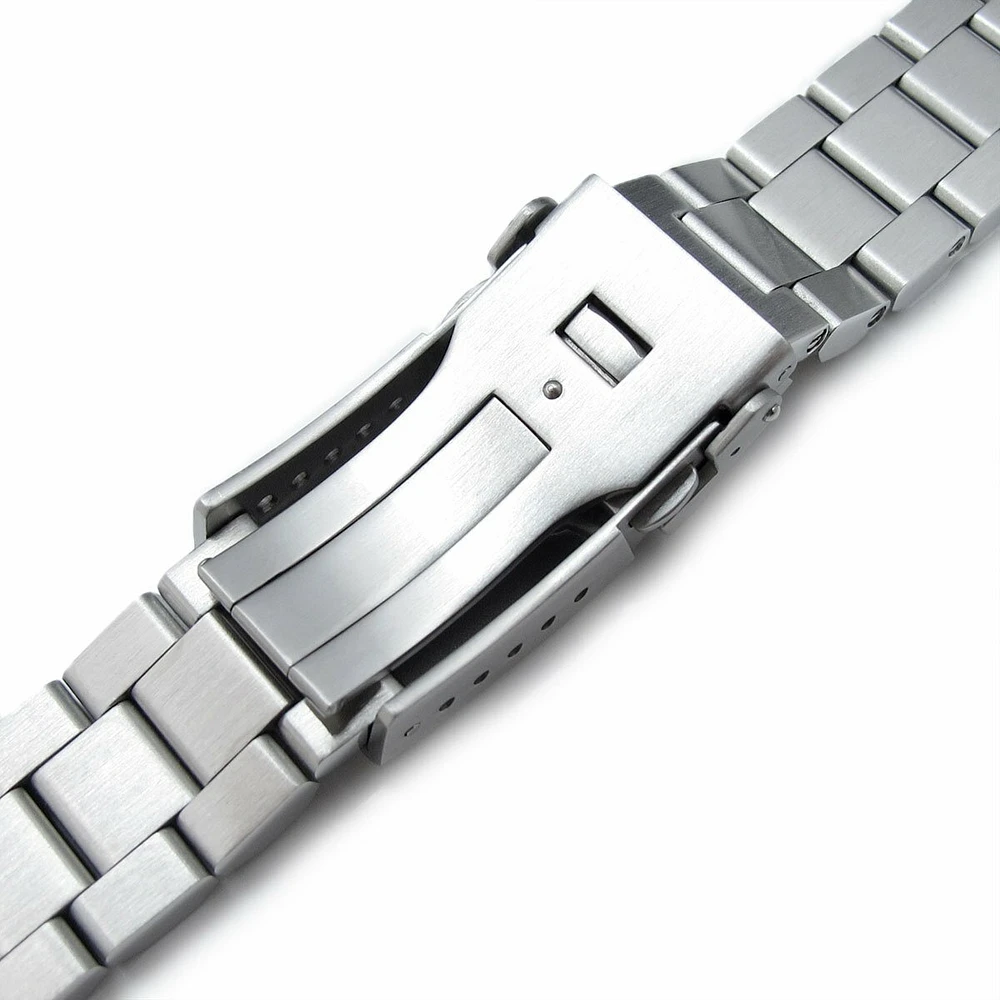 22mm Hexad 316L Stainless Steel Watch Band for Seiko Samurai SRPB51, V-Clasp Button Double Lock