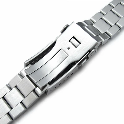 22mm Hexad 316L Stainless Steel Watch Band for Seiko Samurai SRPB51, V-Clasp Button Double Lock