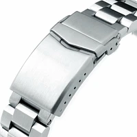 22mm Hexad 316L Stainless Steel Watch Band for Seiko Samurai SRPB51, V-Clasp Button Double Lock