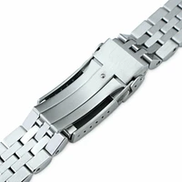 22mm Angus-J Louis JUB 316L Stainless Steel Watch Bracelet for Seiko SKX007, Brushed/Polished, V-Clasp